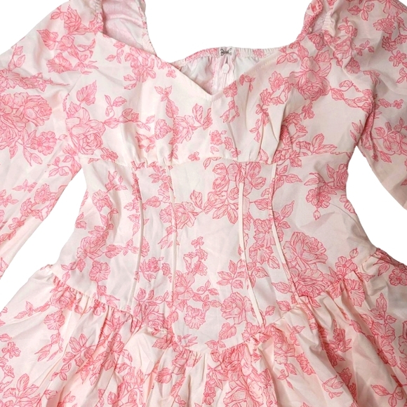 SHEIN Floral Toile Ruffle Pleated Romper Dress NWT - Picture 5 of 7